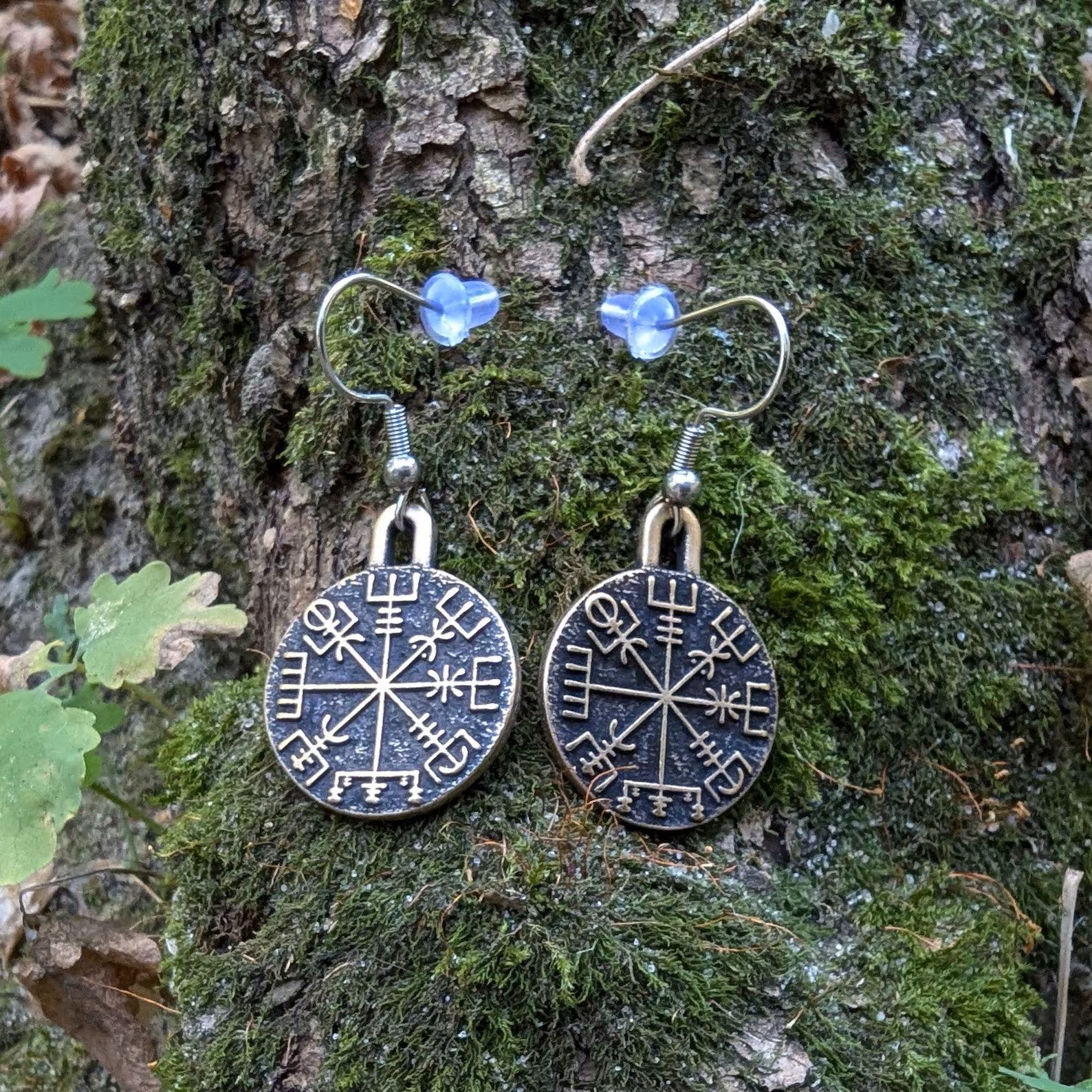 Vegvisir earrings Viking jewelry Norse pagan – Viking jewerly | Norse runes & Nordic jewelry