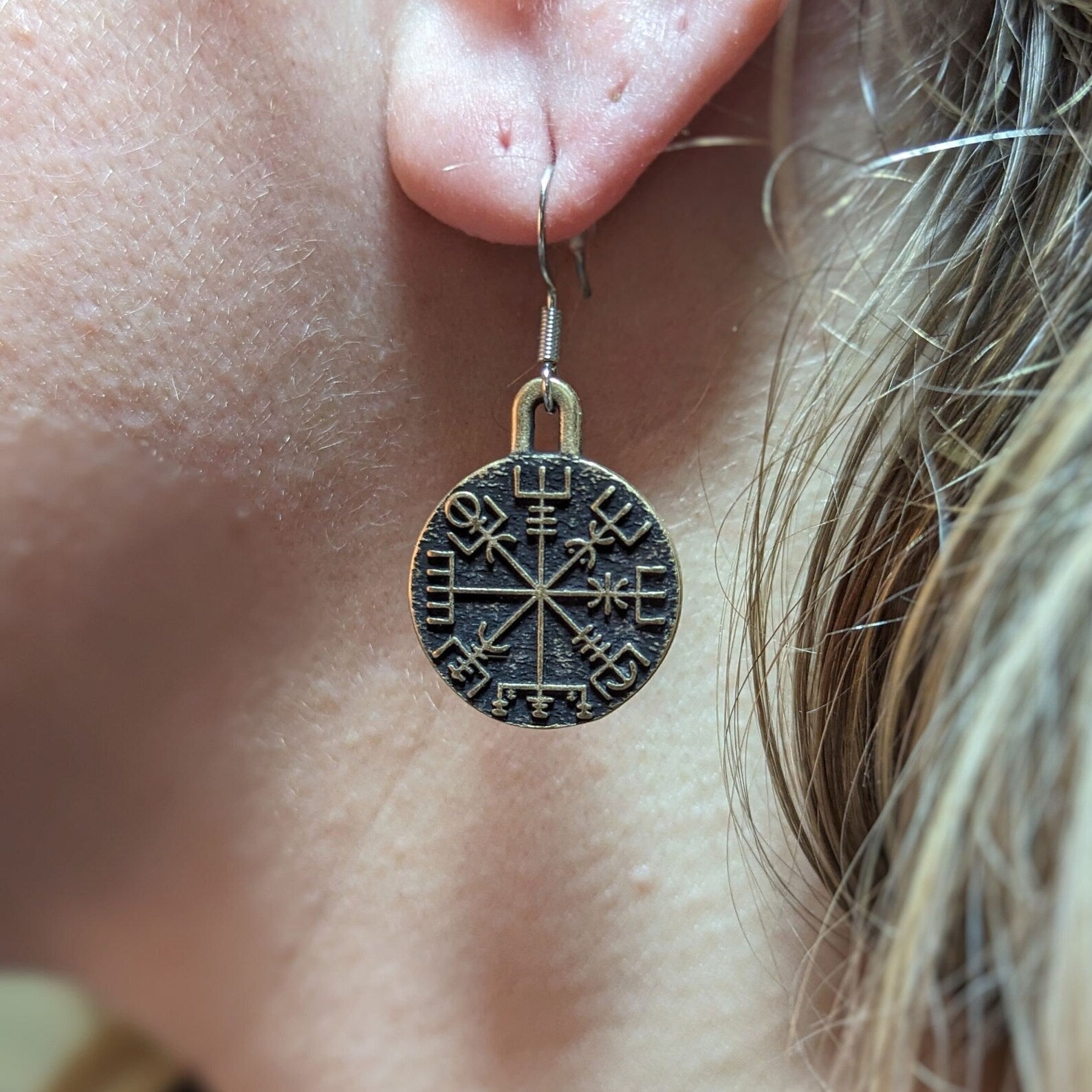 Vegvisir earrings Viking jewelry Norse pagan – Viking jewerly | Norse runes & Nordic jewelry