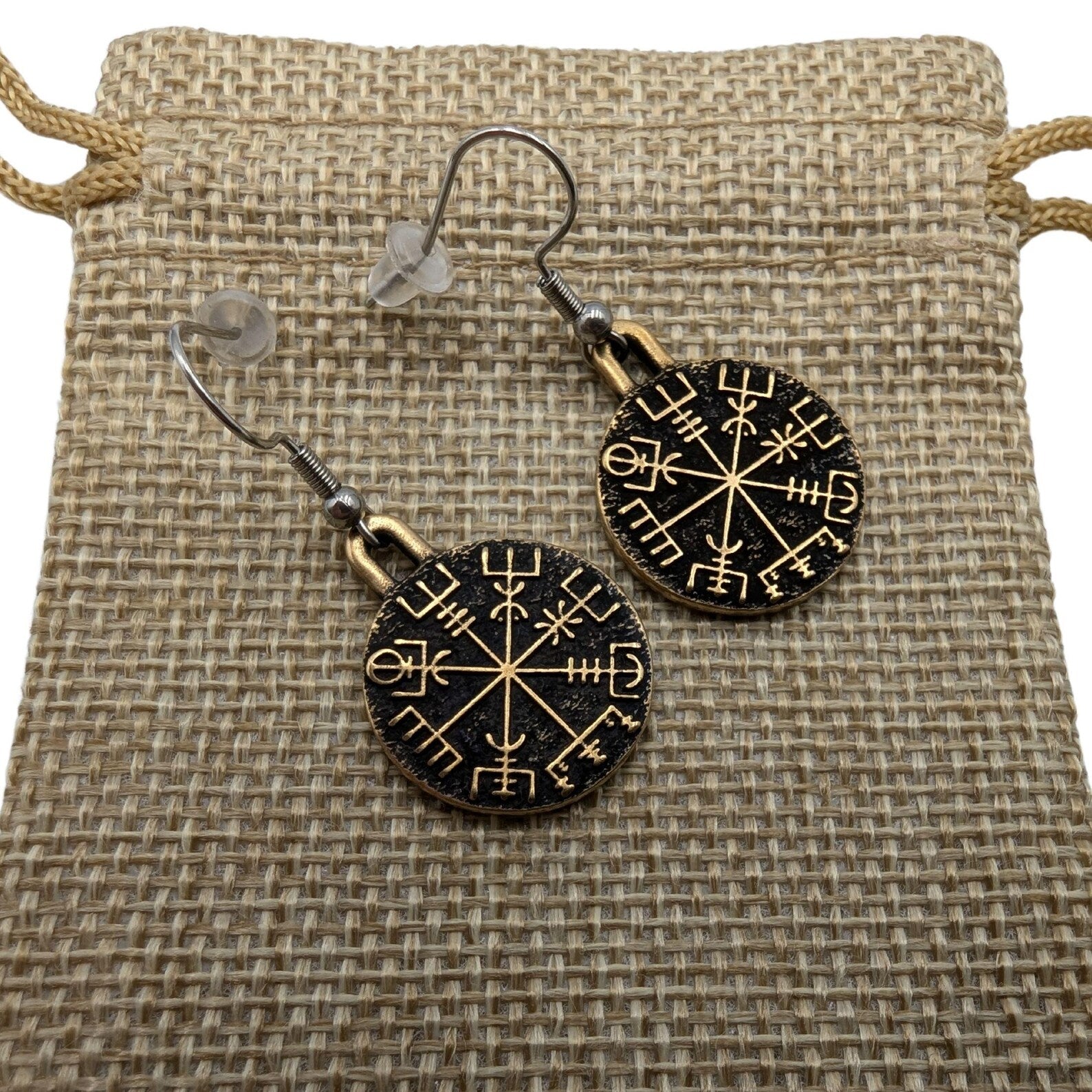 Vegvisir earrings Viking jewelry Norse pagan – Viking jewerly | Norse runes & Nordic jewelry