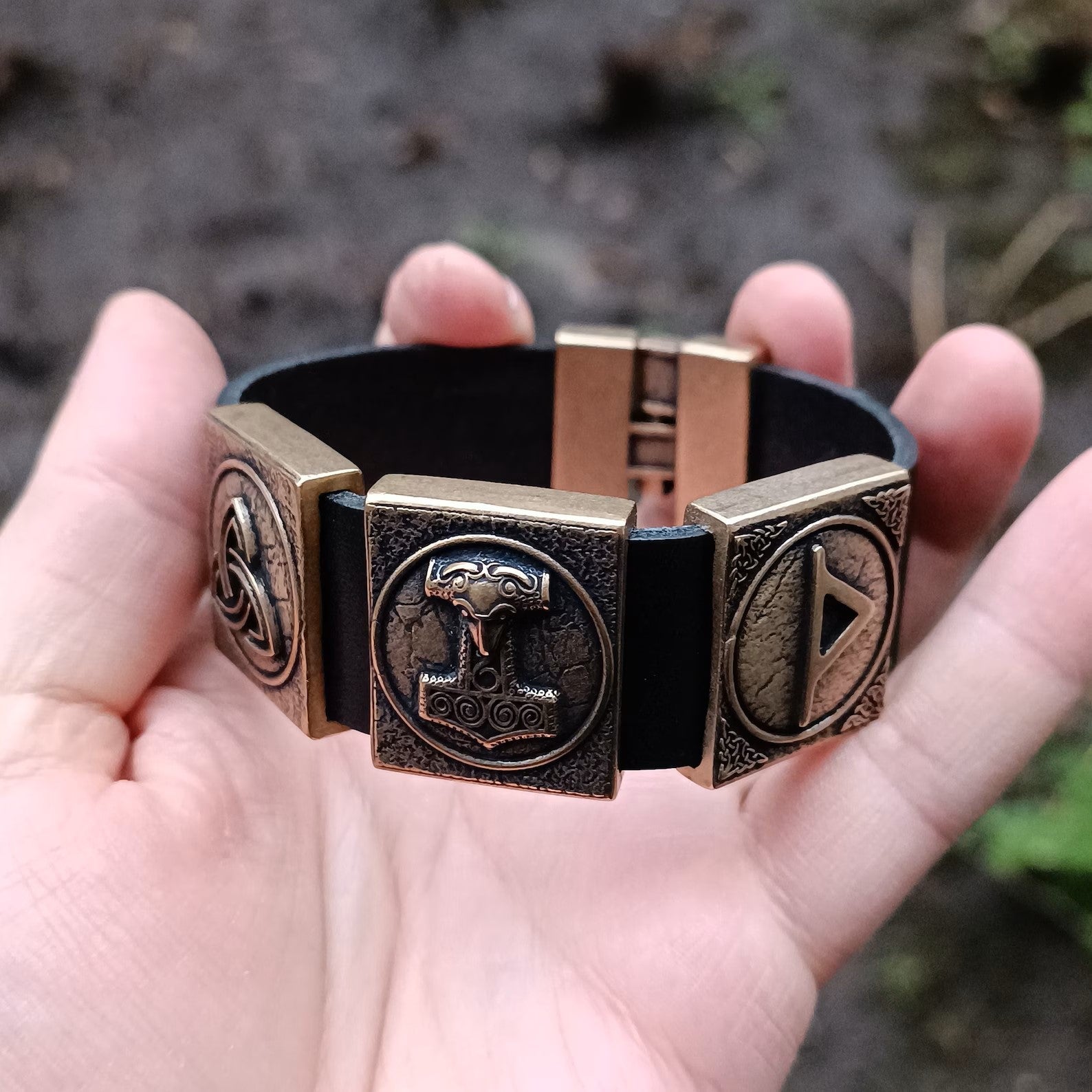 Viking bracelet leather wristband arm wrist cuff jewelry men – Viking jewerly | Norse runes & Nordic jewelry