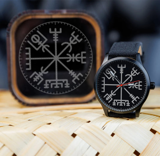 Viking Compass Engraved Watch Anniversary gift for man Groomsmen gifts – Viking Accessories | Norse runes & Nordic jewelry