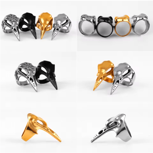 Viking Crow Skull Ring – Power & Wisdom in Stainless Steel – Viking jewerly | Norse runes & Nordic jewelry