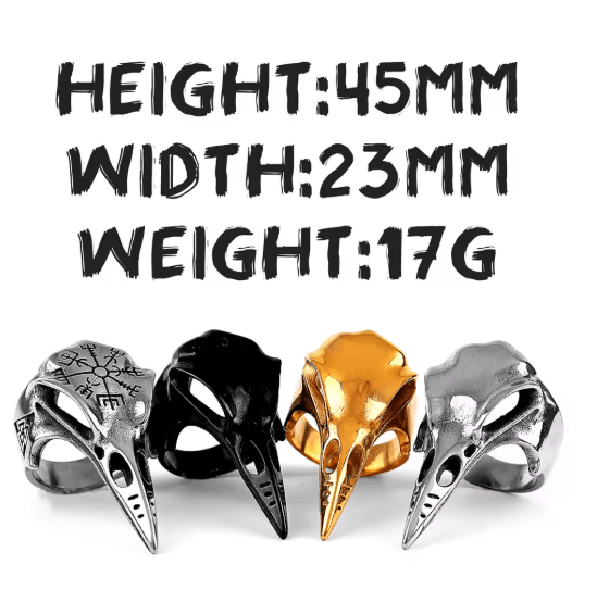 Viking Crow Skull Ring – Power & Wisdom in Stainless Steel – Viking jewerly | Norse runes & Nordic jewelry