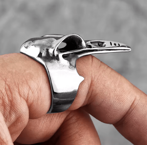 Viking Crow Skull Ring – Power & Wisdom in Stainless Steel – Viking jewerly | Norse runes & Nordic jewelry