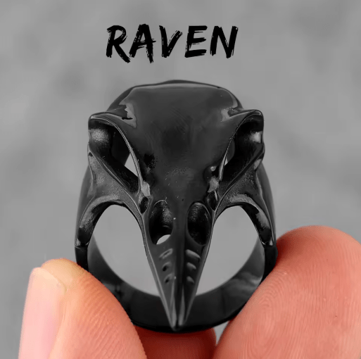 Viking Crow Skull Ring – Power & Wisdom in Stainless Steel – Viking jewerly | Norse runes & Nordic jewelry