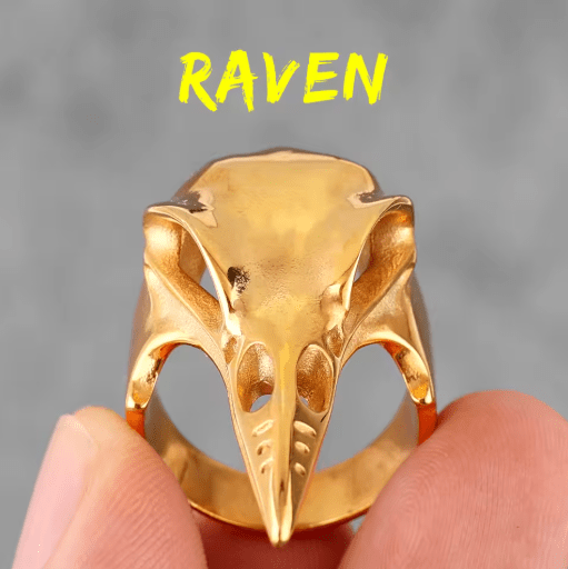 Viking Crow Skull Ring – Power & Wisdom in Stainless Steel – Viking jewerly | Norse runes & Nordic jewelry