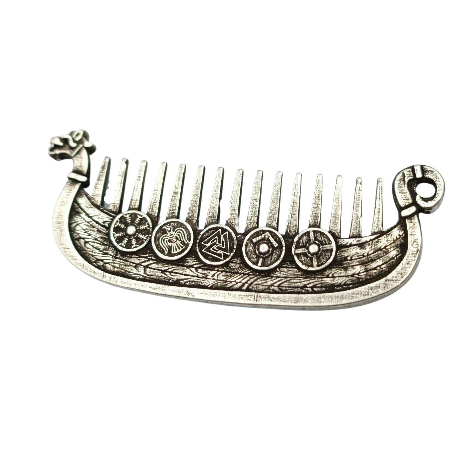 Viking Drakkar beard metal comb | care & beauty – Viking Accessories | Norse runes & Nordic jewelry
