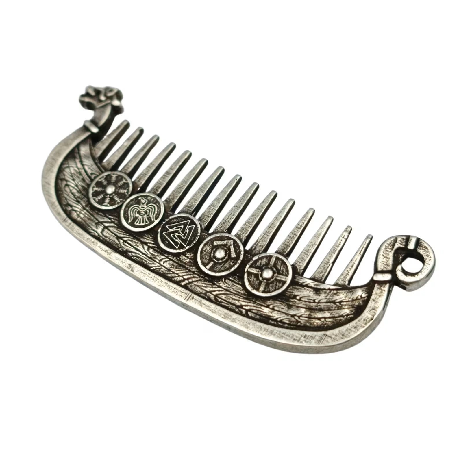 Viking Drakkar beard metal comb | care & beauty – Viking Accessories | Norse runes & Nordic jewelry