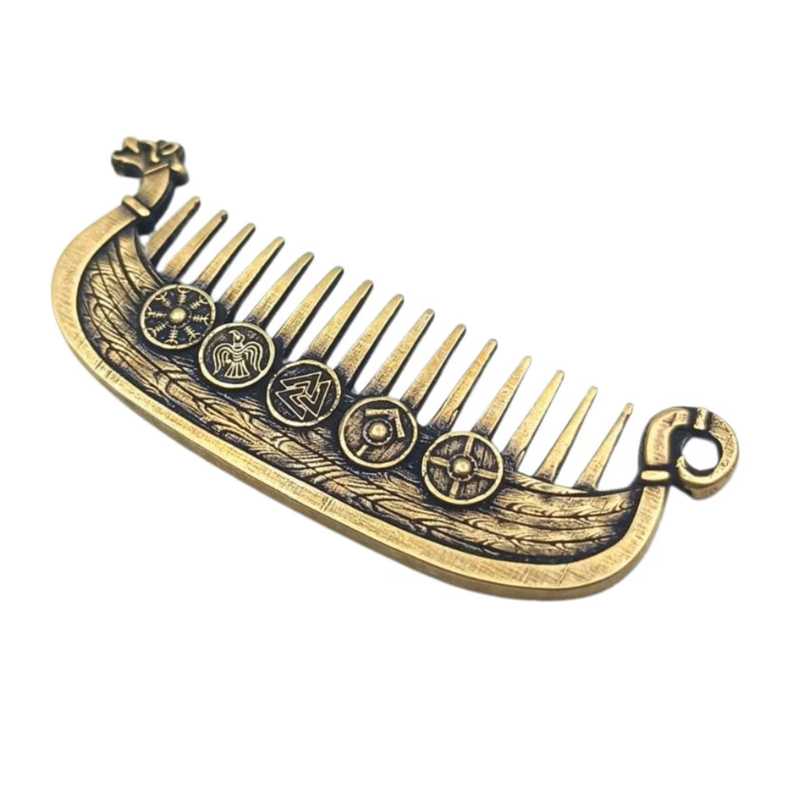 Viking Drakkar beard metal comb | care & beauty – Viking Accessories | Norse runes & Nordic jewelry