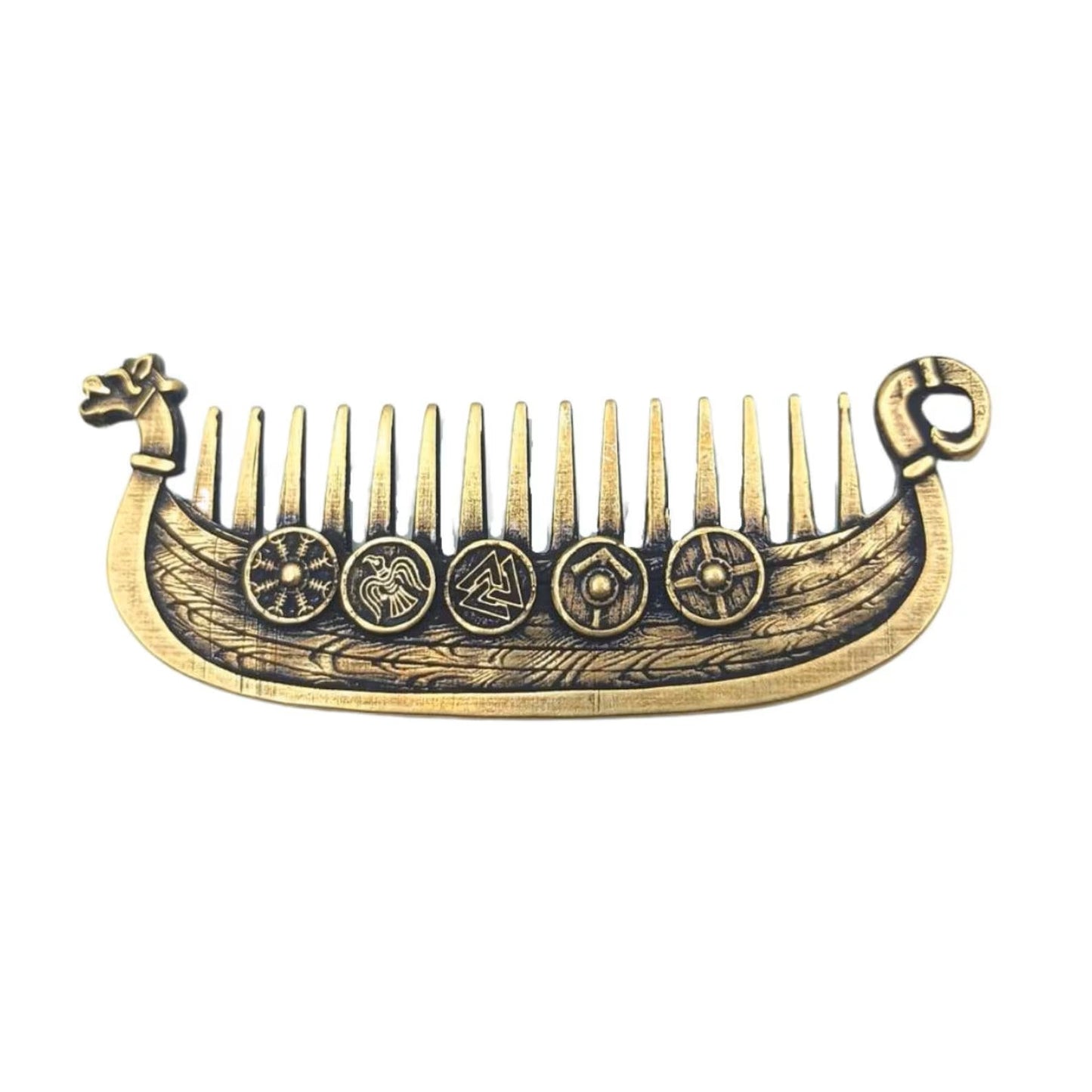Viking Drakkar beard metal comb | care & beauty – Viking Accessories | Norse runes & Nordic jewelry
