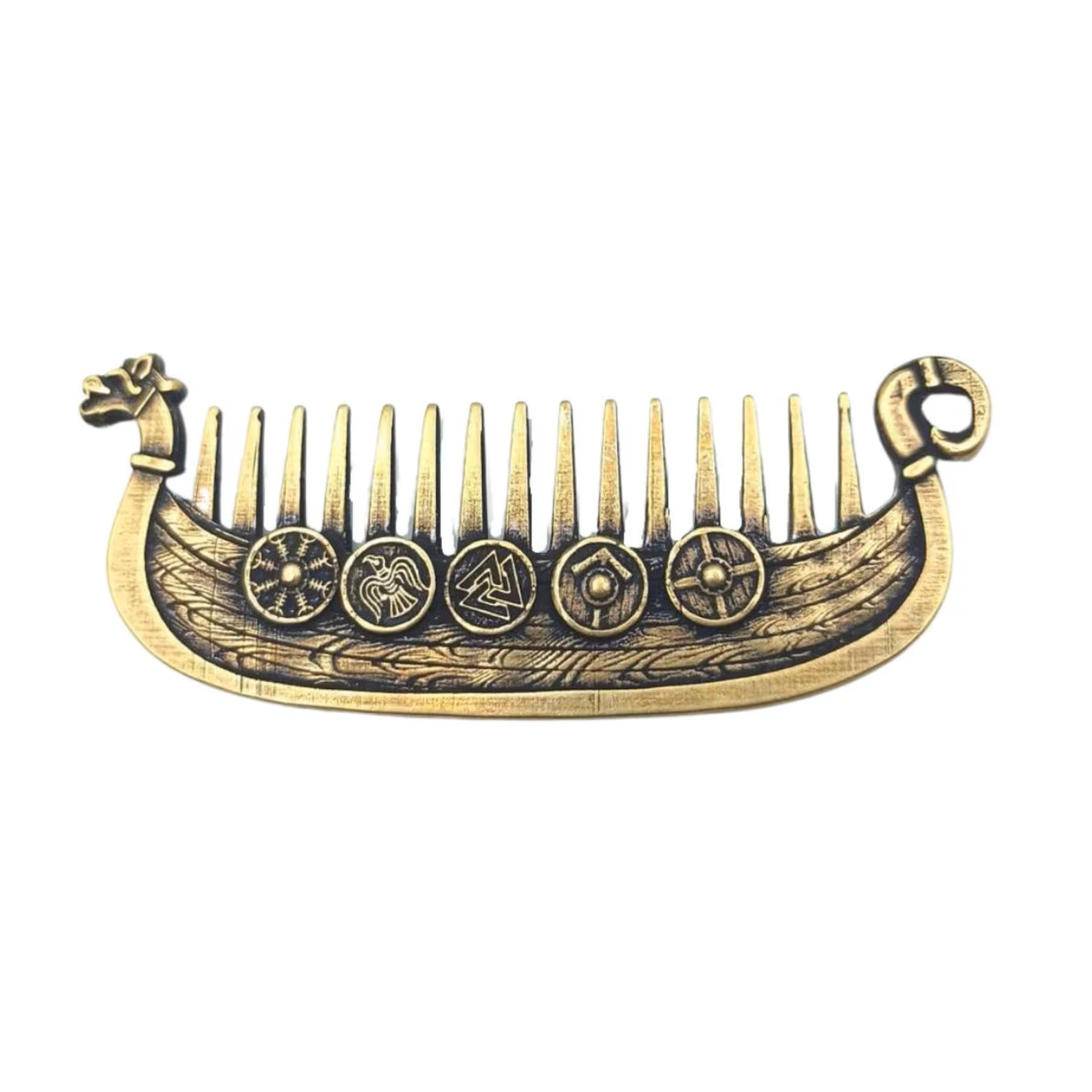 Viking Drakkar beard metal comb | care & beauty – Viking Accessories | Norse runes & Nordic jewelry