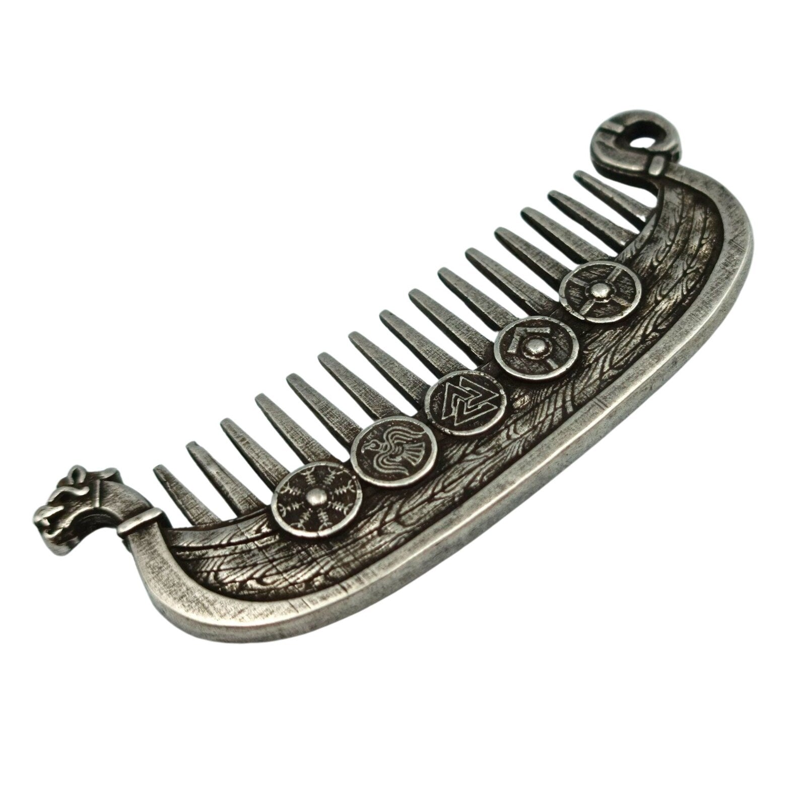 Viking Drakkar beard metal comb | care & beauty – Viking Accessories | Norse runes & Nordic jewelry