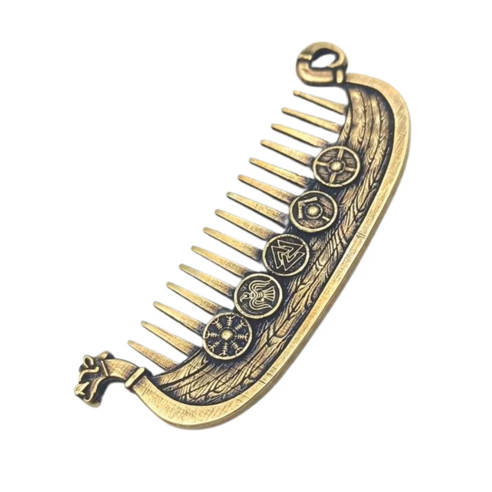 Viking Drakkar beard metal comb | care & beauty – Viking Accessories | Norse runes & Nordic jewelry