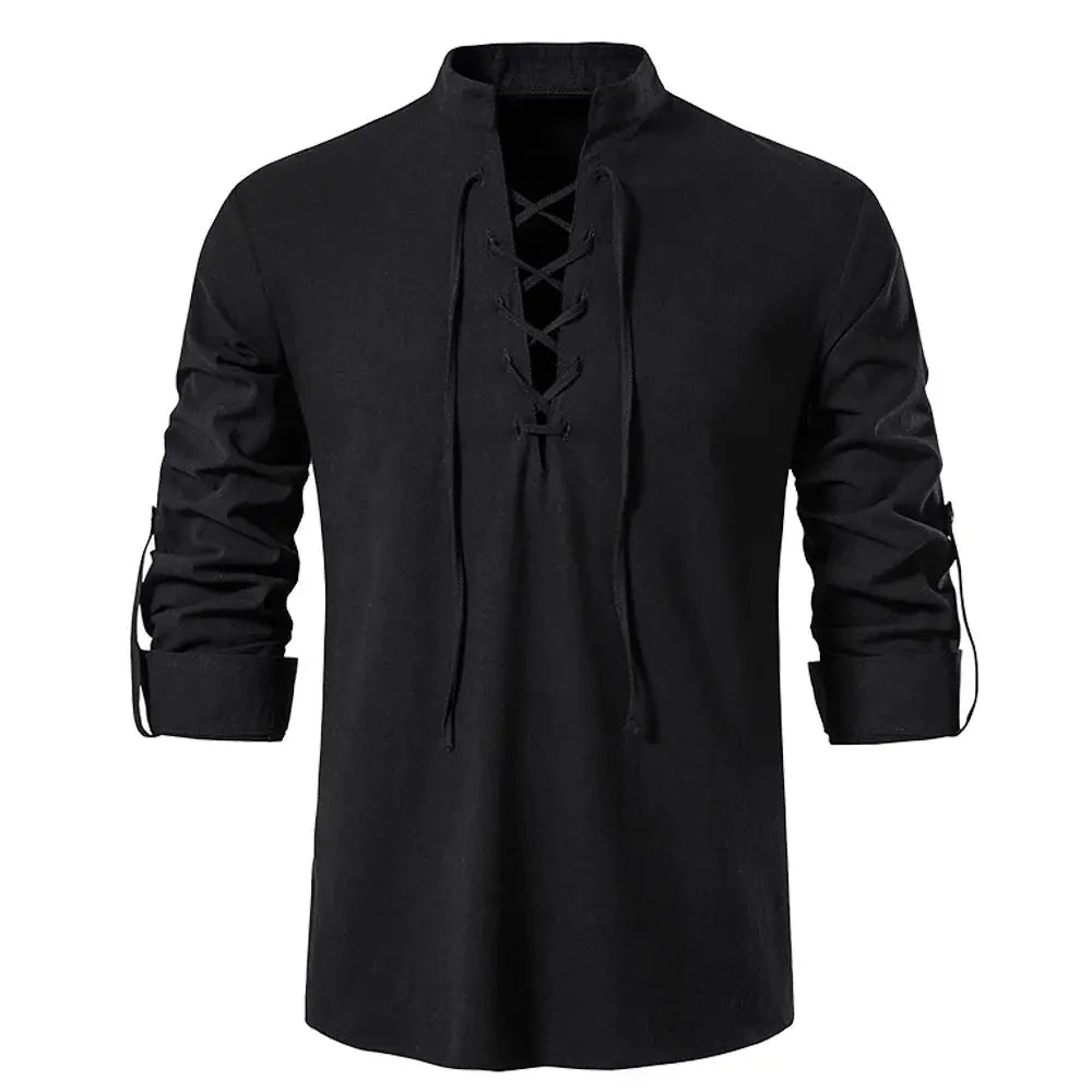 Viking Medieval Shirt for Men – Cotton Linen Lace - Up – Viking fashion | Norse runes & Nordic jewelry