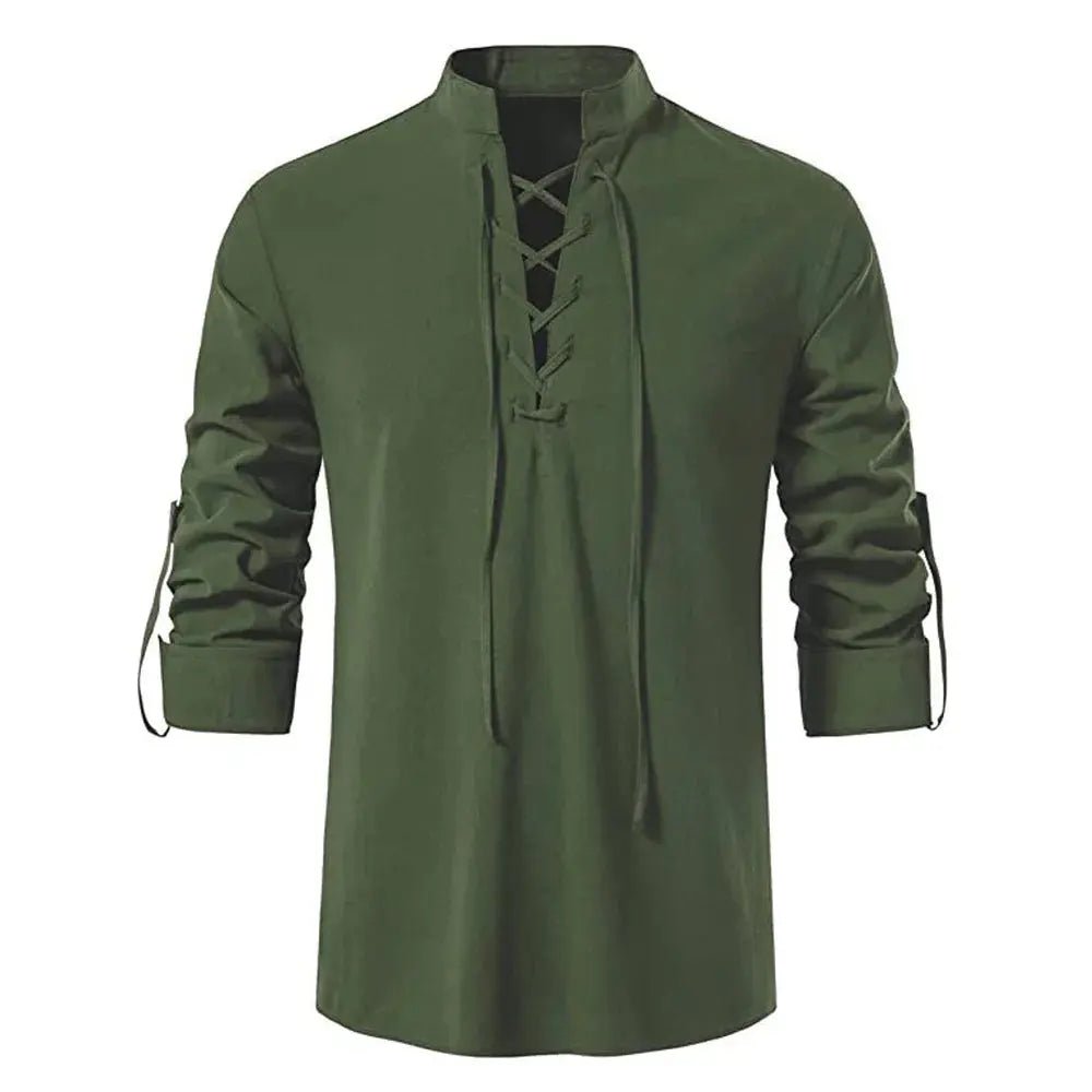 Viking Medieval Shirt for Men – Cotton Linen Lace - Up – Viking fashion | Norse runes & Nordic jewelry