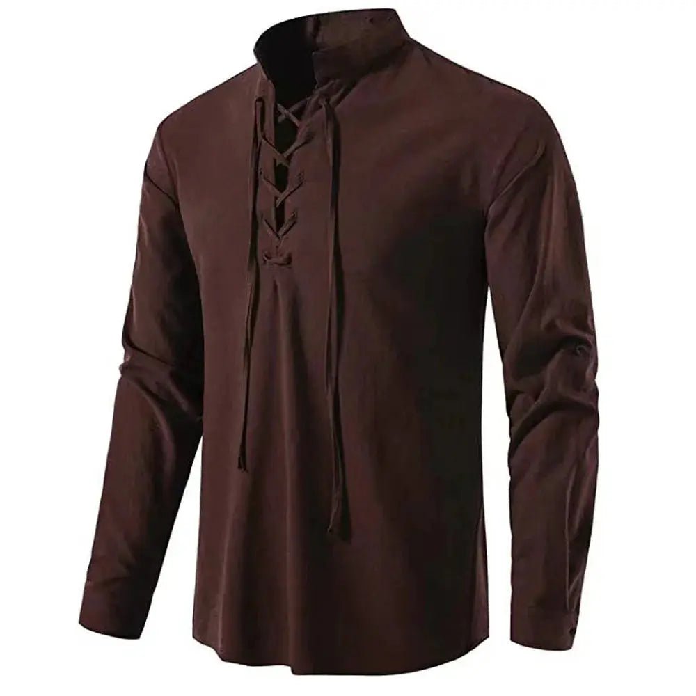 Viking Medieval Shirt for Men – Cotton Linen Lace - Up – Viking fashion | Norse runes & Nordic jewelry