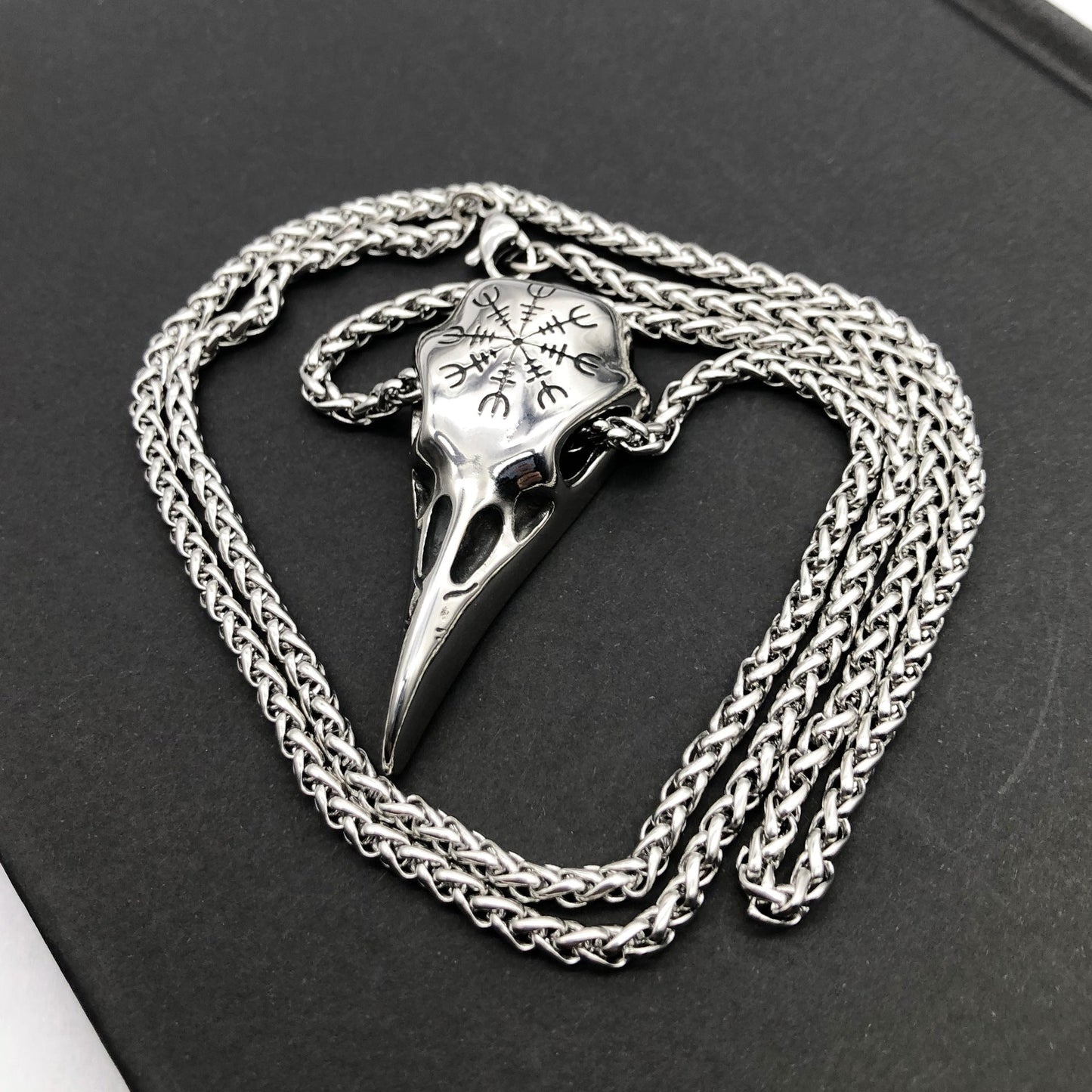 Viking Raven Skull Pendant - Norse Eagle Beak Amulet with Runes – Viking Necklaces & Pendants | Norse runes & Nordic jewelry