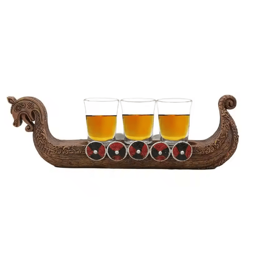 Viking Ship Glass Sculpture β Norse Dragonboat Decor π‘οΈ β Viking Accessories | Norse runes & Nordic jewelry