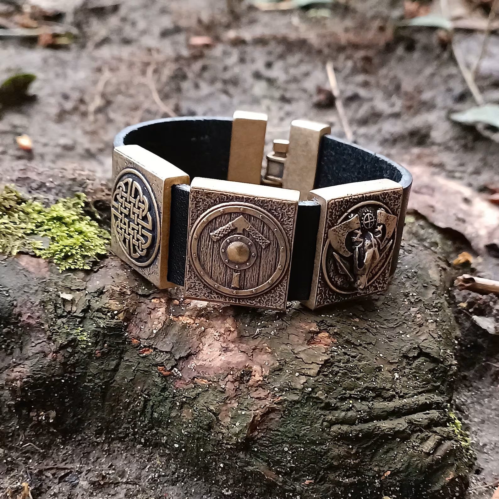 Viking warrior bracelet men leather cuff norse jewelry – Viking jewerly | Norse runes & Nordic jewelry