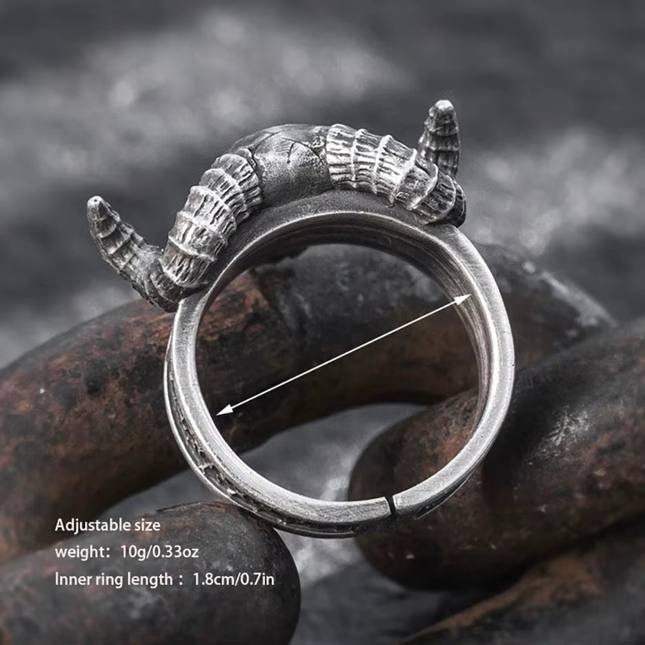 1 Piece Dark Satanic Sheep Head Alloy Ring Fashionable, Trendy, Unique, Simple, and Stylish Accessory. Suitable for Everyday Wea – Viking | Norse runes & Nordic jewelry