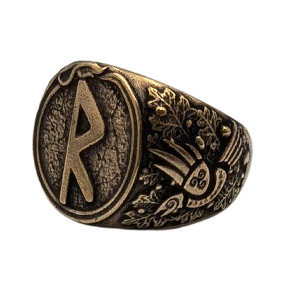 Raido rune signet ring Norse viking Pagan jewelry