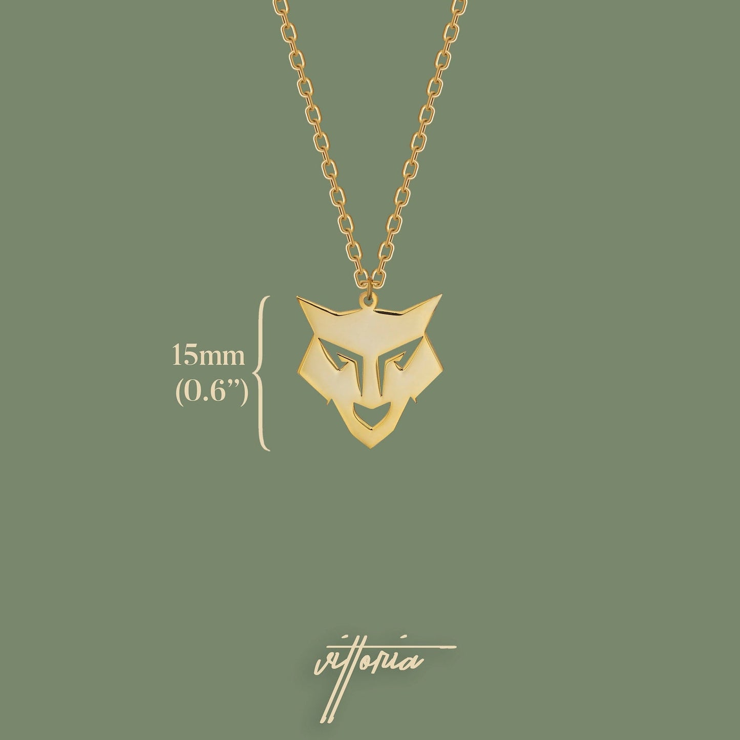 14K Gold Wolf Necklace, Nature Necklace | 925 Silver Animal Necklace – Viking jewerly | Norse runes & Nordic jewelry
