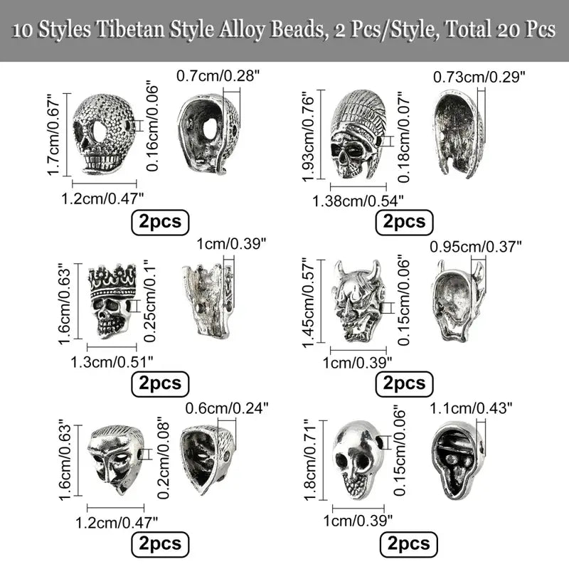 Head Beads Charms Antique Silvery Spacer Beads