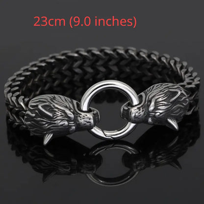 Retro Punk Cool Viking Pendant Necklace & Twist Bangle, Men Casual Leisure Fashion Jewelry Set