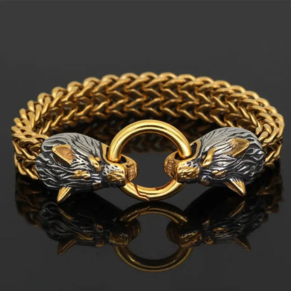 1pc Stainless Steel Men's Bracelet, Wolf Head Bracelet, Gift For Men Women