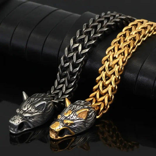 1pc Stainless Steel Men's Bracelet, Wolf Head Bracelet, Gift For Men Women – Viking jewerly | Norse runes & Nordic jewelry
