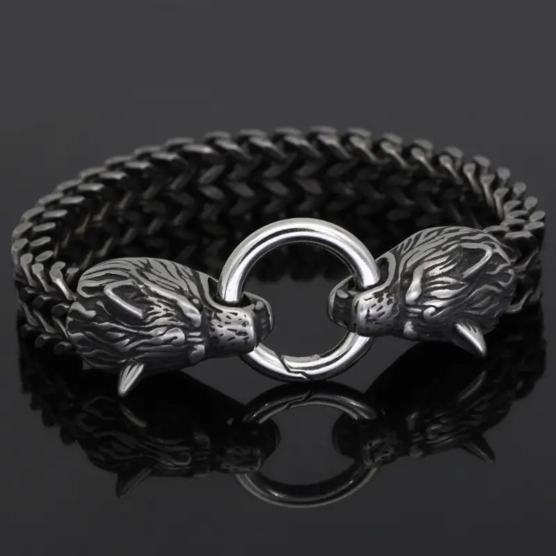 1pc Stainless Steel Men's Bracelet, Wolf Head Bracelet, Gift For Men Women – Viking jewerly | Norse runes & Nordic jewelry