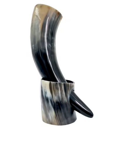 Real Viking Drinking Horn Mug with Stand – Ale, Beer & Wine Tankard