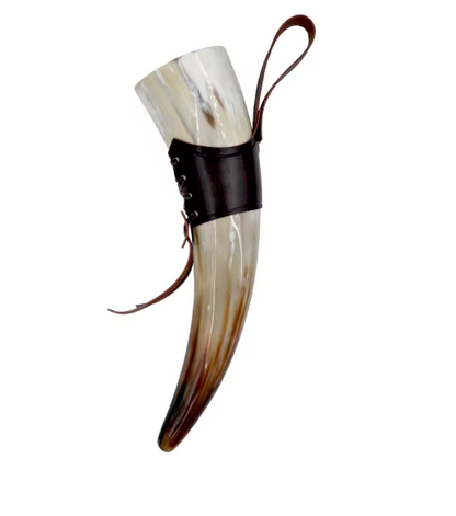 Real Viking Drinking Horn Mug with Stand – Ale, Beer & Wine Tankard