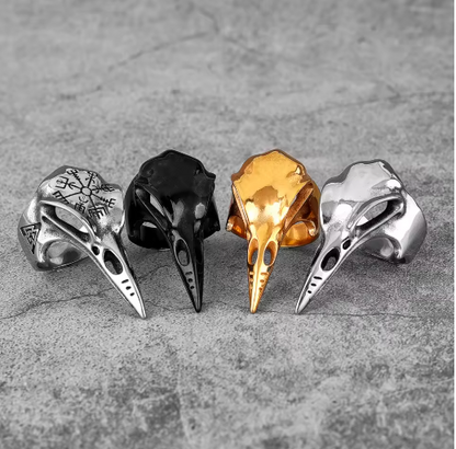 Viking Crow Raven Skull Stainless Steel Ring