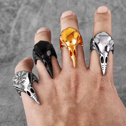 Viking Crow Raven Skull Stainless Steel Ring