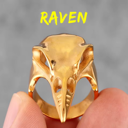 Viking Crow Raven Skull Stainless Steel Ring