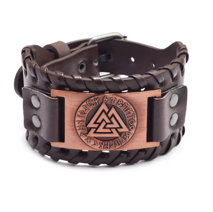 Retro Wide Leather Viking Vintage  Compass Bracelet