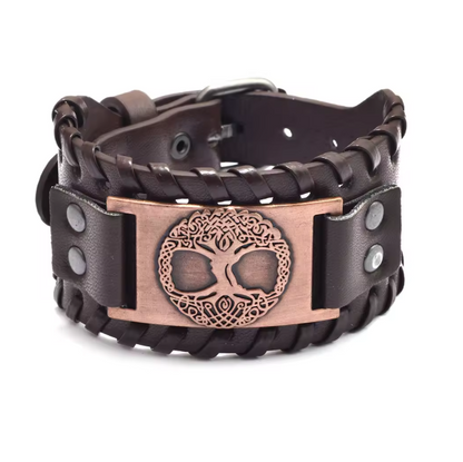 Retro Wide Leather Viking Vintage  Compass Bracelet