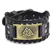 Retro Wide Leather Viking Vintage  Compass Bracelet