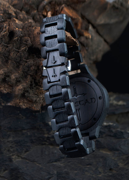 Odin & Thor Hammer Bog Oak Watch | Viking Symbols & Medieval Armor Design