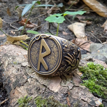 Raido rune signet ring Norse viking Pagan jewelry