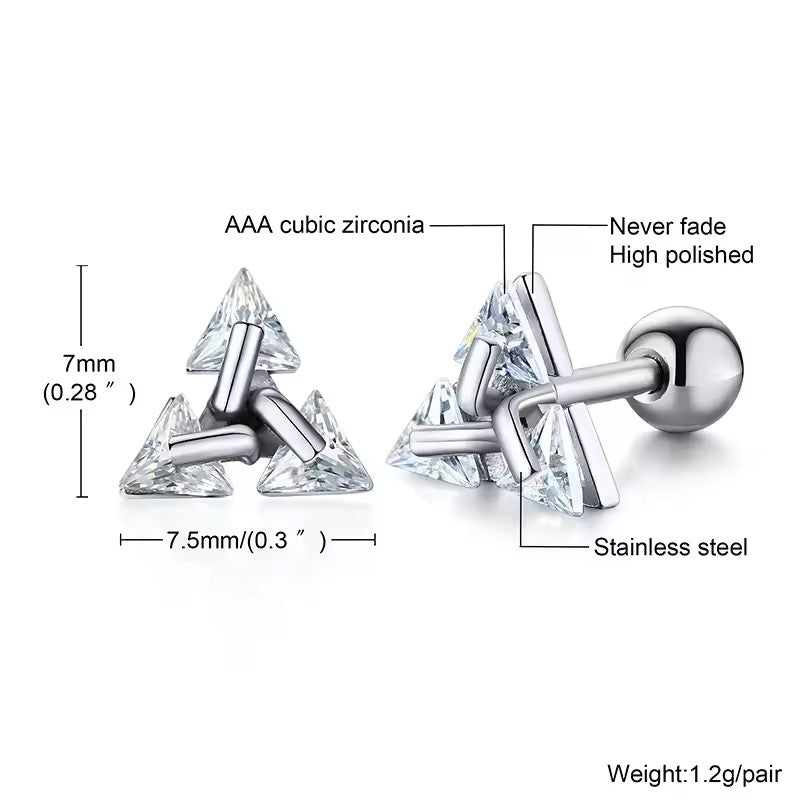 Triangle Zircon Stud Earrings – Stainless Steel Minimalist Jewelry