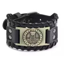 Retro Wide Leather Viking Vintage  Compass Bracelet