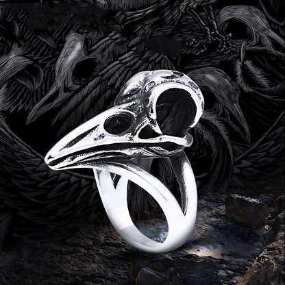 Raven skull ring — side profile