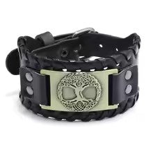 Retro Wide Leather Viking Vintage  Compass Bracelet