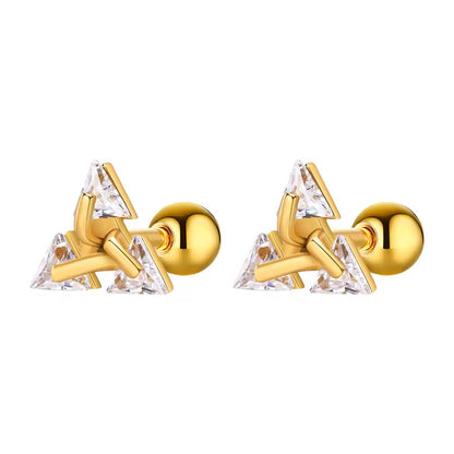 Triangle Zircon Stud Earrings – Stainless Steel Minimalist Jewelry