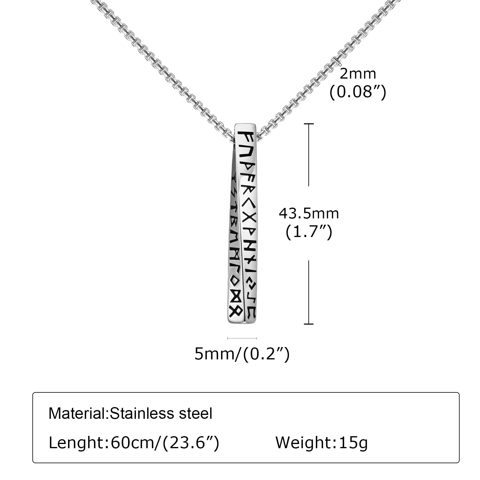 Norse Rune Amulet Necklace – Mobius Bar of Protection & Power