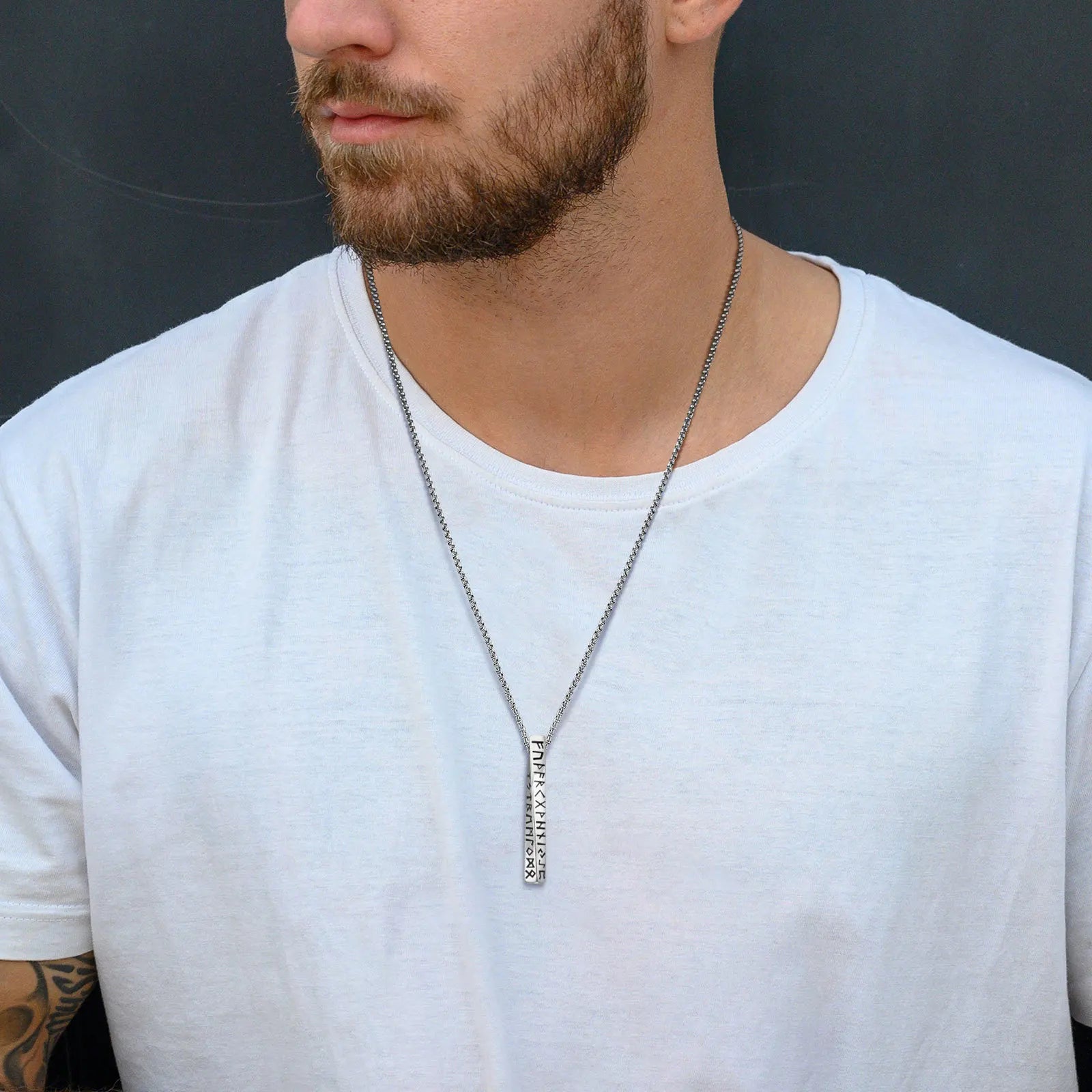 Norse Rune Amulet Necklace – Mobius Bar of Protection & Power