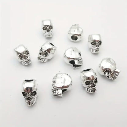 20pcs/pack Vintage Silvery Alloy Skull Head Big Hole Beard/Hair Dreadlock Male Loose Beads Vertical