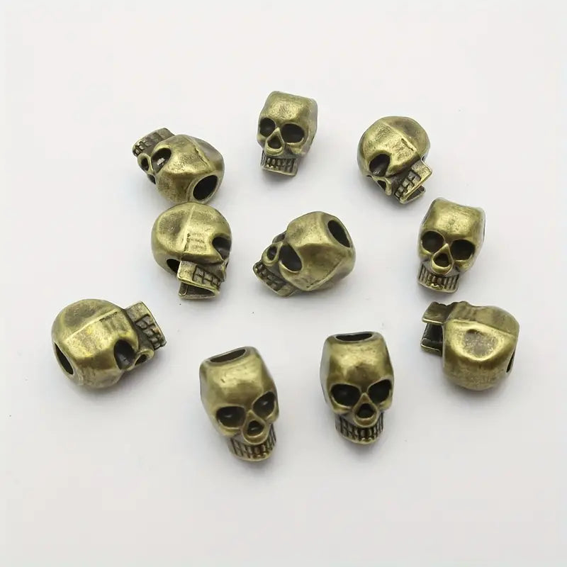 20pcs/pack Vintage Silvery Alloy Skull Head Big Hole Beard/Hair Dreadlock Male Loose Beads Vertical